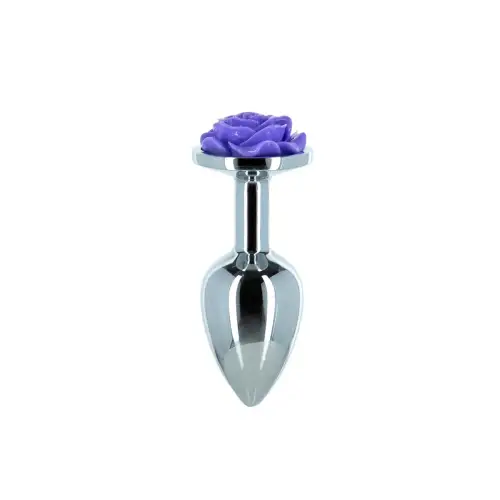 Металлическая анальная пробка Lux Active с розой - Rose Anal Plug - Purple, вибропуля в подарок photo 1