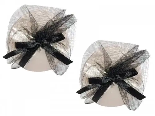 SATIN NIPPLE COVER WITH TULLE FAN DETAIL AND BOW ACCENT O/S IVORY/BLACK photo 1