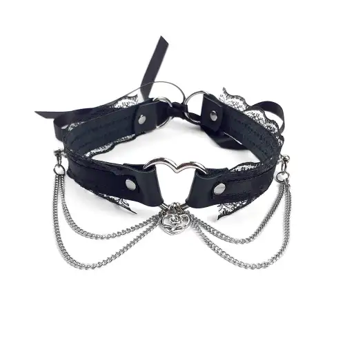 Сексуальний чокер Art of Sex - Karen из натуральной кожи, Черный photo 1