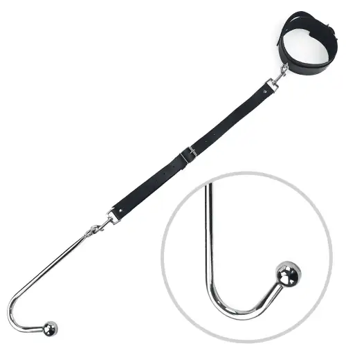 Анальный крюк 2 с ошейником из натуральной кожи Art of Sex - Anal hook, Черный photo 1