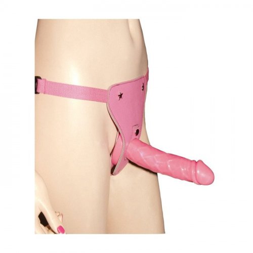 Розовый страпон для женщин Pleasure Harness with Dong, 16х3,5 см photo 1