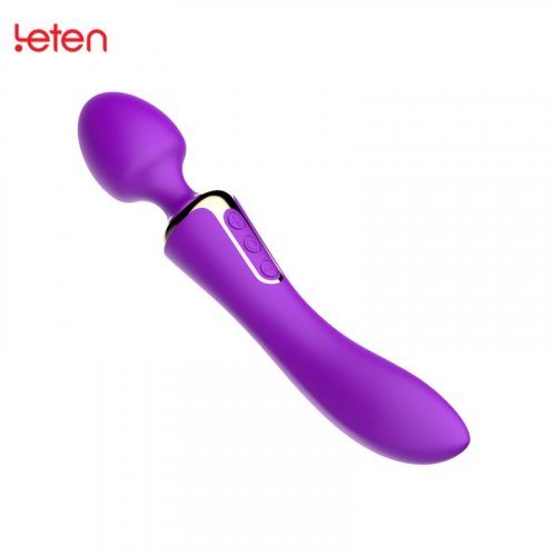 Вибромассажер двухсторнний Leten AV Heat Purple с подогревом photo 1