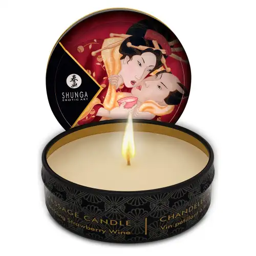 Массажная свеча Shunga MINI MASSAGE CANDLE - Sparkling Strawberry Wine (30 мл)  photo 1