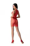 Мини-платье с вертикальным узором Passion BS097 One Size, red, плетение по бокам photo 2