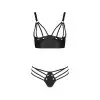 Комплект из эко-кожи с люверсами и ремешками Malwia Bikini black L/XL — Passion, бра и трусики photo 3
