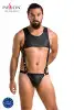 Мужское кожаное боди Passion 056 Adam L/XL Black, заклепки photo 5