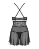 Эротический кружевной комплект с сеточкой Obsessive 838-BAB-1 babydoll & thong black L/XL, черный photo 4