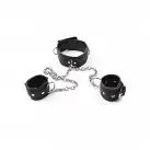 Кожаный ошейник с наручниками на цепи photo 1