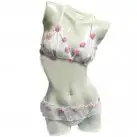 Комплект эротического белья, белый: прозрачный лиф + трусики с оборкой photo 1