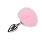 Металлическая анальная пробка Кроличий хвостик Alive Fluffy Plug M Pink, диаметр 3,4 см photo 1