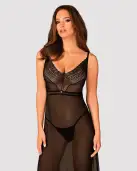 Полупрозрачная длинная сорочка Obsessive Estiqua chemise M/L, черный, ассиметричный крой photo 1