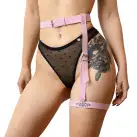 Гартер на ногу Art of Sex - Naomi с надписью SEXY, натуральная кожа, размер XS-2XL, цвет розовый photo 1