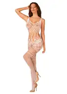 Сетчатый бодистокинг с имитацией топа и шорт Obsessive Bodystocking G330 S/M/L, white, с доступом photo 1