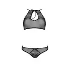 Комплект: бра, трусики с ажурным декором и открытым шагом Ursula Set black L/XL — Passion photo 3