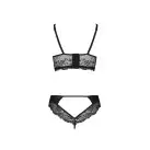 Комплект из эко-кожи с кружевом Loona Set black XXL/XXXL - Passion, бра и трусики photo 6