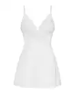 Сатиновый пеньюар с кружевом Obsessive 810-BAB-2 babydoll & thong S/M, белый, пеньюар, танга photo 3