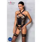 Сетчатый комплект корсет с халтером, съемные подвязки и трусики Amanda Corset black S/M - Passion photo 3