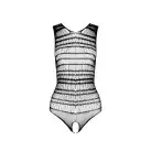 Бодистокинг с доступом Passion BS086 black, вертикальная сетка, вырез на спинке photo 5