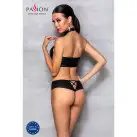 Комплект из эко-кожи Nancy Bikini black L/XL - Passion, бра и трусики с имитацией шнуровки photo 4