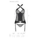 Сетчатый комплект корсет с халтером, съемные подвязки и трусики Amanda Corset black L/XL - Passion photo 7