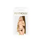 Трусики-стринги Penthouse Open Secret S/M Black, открытый доступ, декор из кружева и камня photo 3