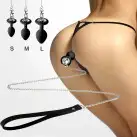 Силиконовая анальная пробка Art of Sex Silicone Anal Plug with Leash size S с поводком Black photo 3