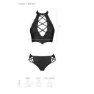 Комплект из эко-кожи Nancy Bikini black S/M - Passion, бра и трусики с имитацией шнуровки photo 7
