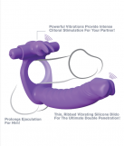 Эрекционное кольцо Silicone Double Penetrator Rabbit для двойного проникновения фиолетовое с вибраци photo 2