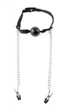 Fetish Fantasy Series Ball Gag & Nipple Clamps кляп с зажимами для сосков photo 1